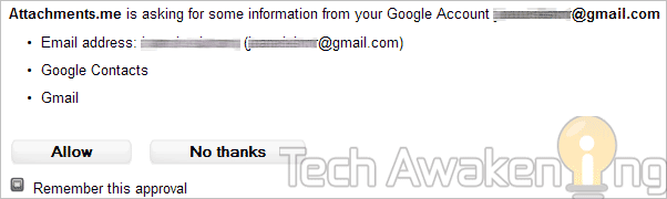 allow attachments.me to access your Gmail account