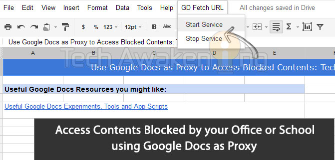 access sites, contents blocked by  web filters using Google Docs as Proxy