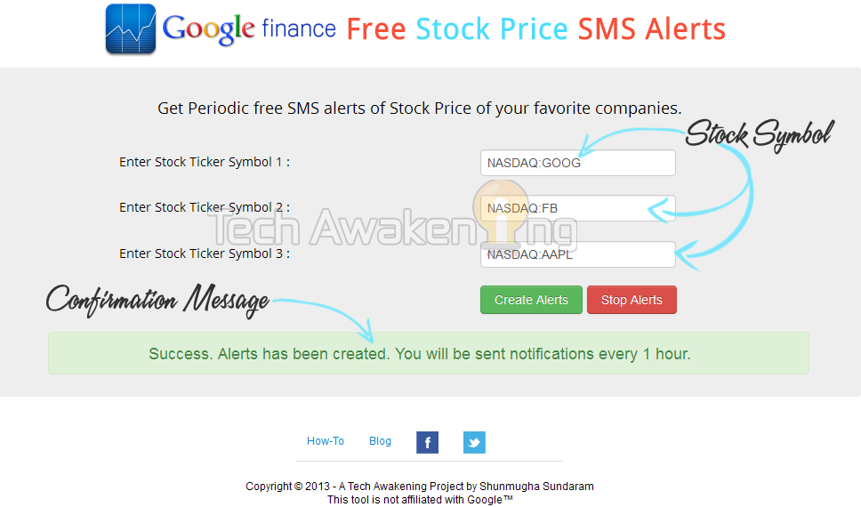 Get Free Live Stock Price Alerts from Google Finance via SMS