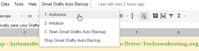 authorize Gmail drafts auto backup script 