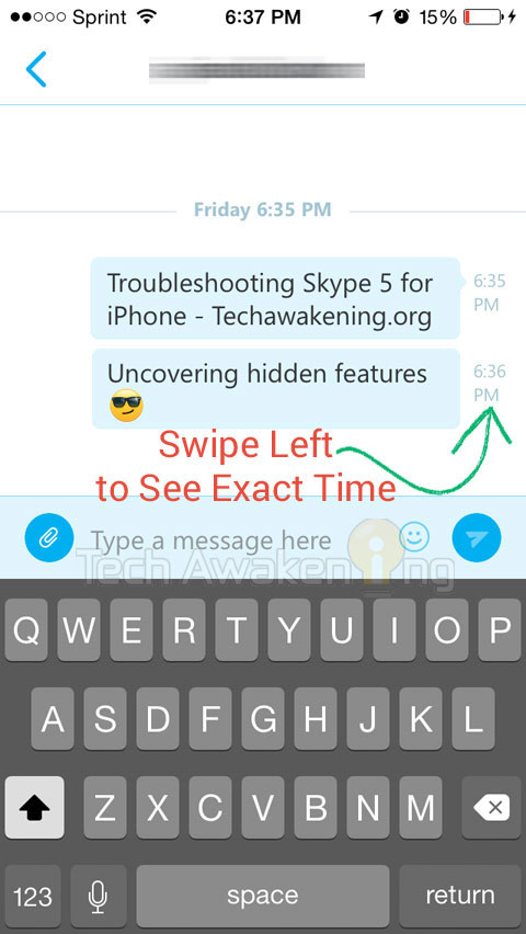 Skype 5 for iPhone How to See Time-Stamp of Individual Chat Message