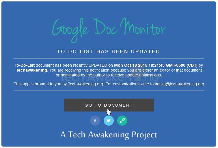 Get Email Notifications When Any Google Document is Updated or Modified